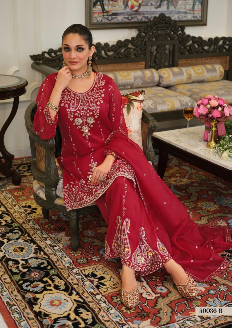 D 50036 A and B By Zaveri Simar Silk Readymade Suits